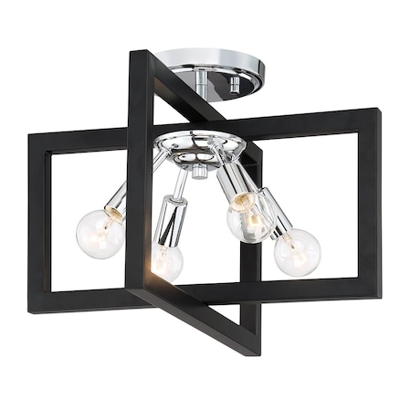 Designers Fountain 14.75in Xander 4-Light Chrome Ceiling Light Semi Flush Mount 92811-CH